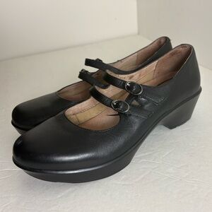 Dansko Mary Jane Shoes Fynn Black Leather Double Strap Size 40 (US 9.5)